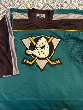 STARTER Teal Hockey Jersey with Black, Silver, and Yellow Accents